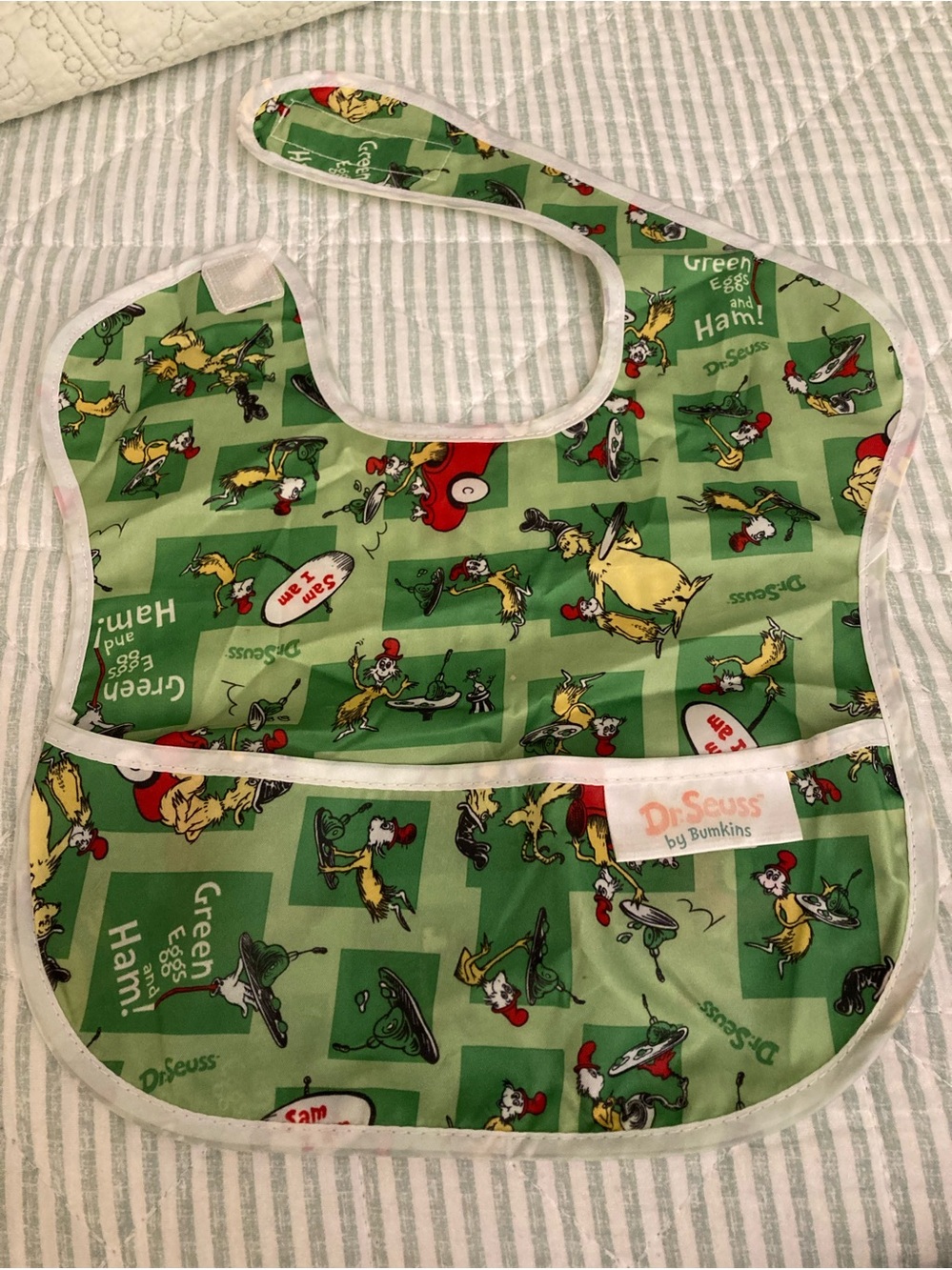 Dr Seuss Green Eggs and Ham Super Bib w Crumb Catcher by Bumpkins